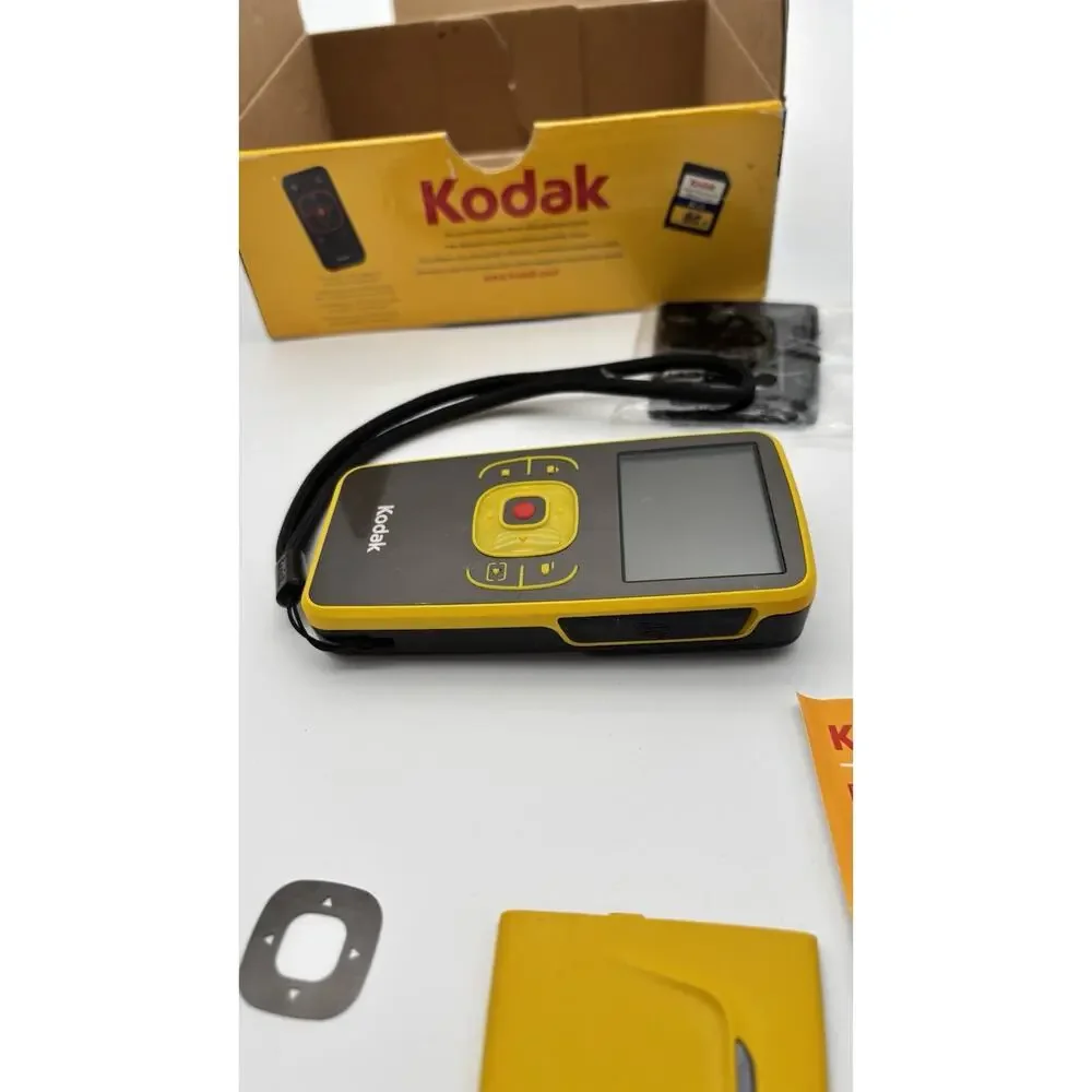 Kodak Zx1 HD Pocket Video Camera Yellow– Tested –Turns On W/ Accessories & Box
